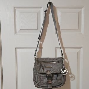 Michael Kors Gray Crossbody Bag with Silver Accents